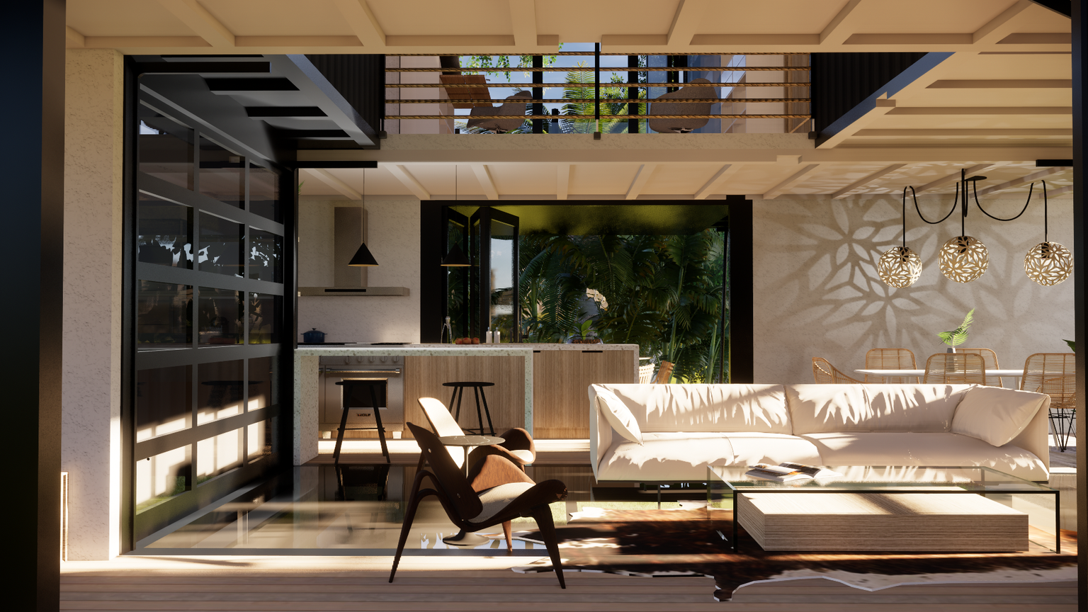 3d rendering of a modern living room
